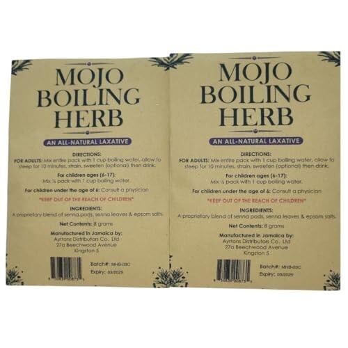 2 Pk Jamaican Mojo Herb Tea - Jamaican Wash Out Detox - w/ Cerasee Herbal Tea - Bild 8 von 8
