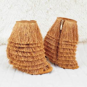 mustard fringe booties