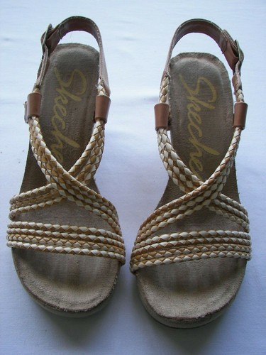 Womens Skechers Wedge Sandals Braided 