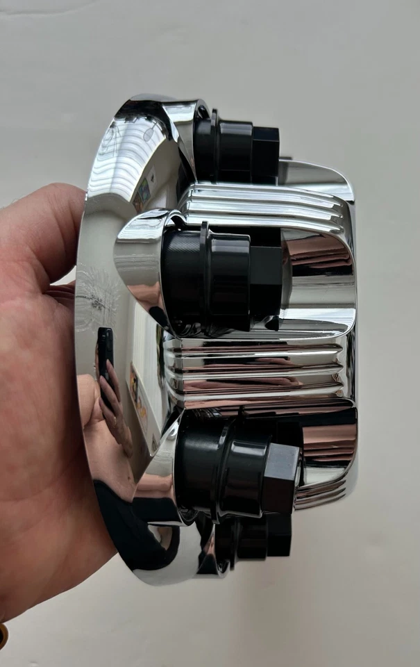 1件装金色镀铬车轮中心盖适用于雪佛兰卡车 Van 8 LUG — 第 4/4 张图片