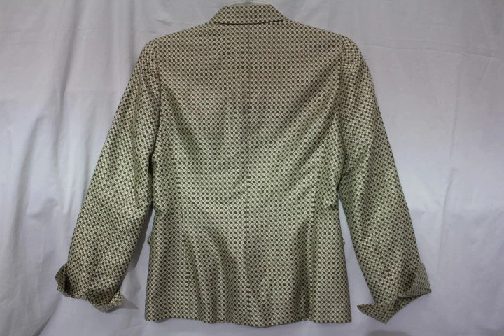 Traje Pantalón Mujer ETCETERA 100% Seda Marrón y Marfil "Bloque Cuadrado" Talla 0-B102 Foto 3 de 4