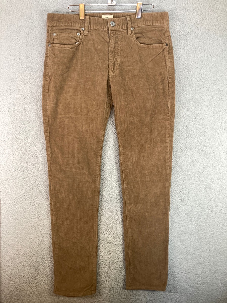 J Crew Pants Mens 32x33 Brown Corduroy Style 484 Dress Preppy Slim Fit  Hipster