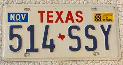 Texas 1988 License Plate HIGH QUALITY # 514-SSY | eBay