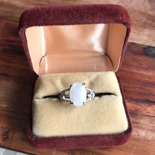 White Quartz Ring with Silver Setting  Band