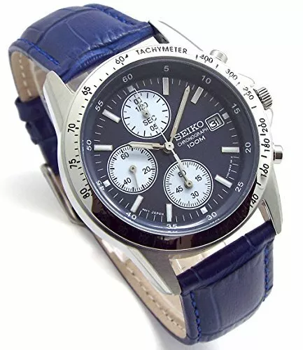 SEIKO chronograph watch genuine leather belt set SND365P1