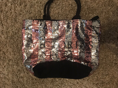 Sac Fourre-tout Voyage Victoria's Secret Noir à Paillettes Et Rayures - Modèle Vendredi 2015, Neuf