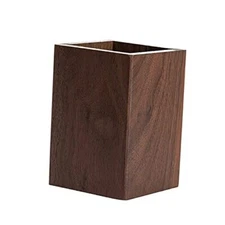 Black Walnut Wooden Pencil Box, Multiple-Use Desk Writing Square Shape