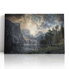 Snowy Mountain Landscape Canvas Print Wall Art – Majestic Alpine Scenery Artwork