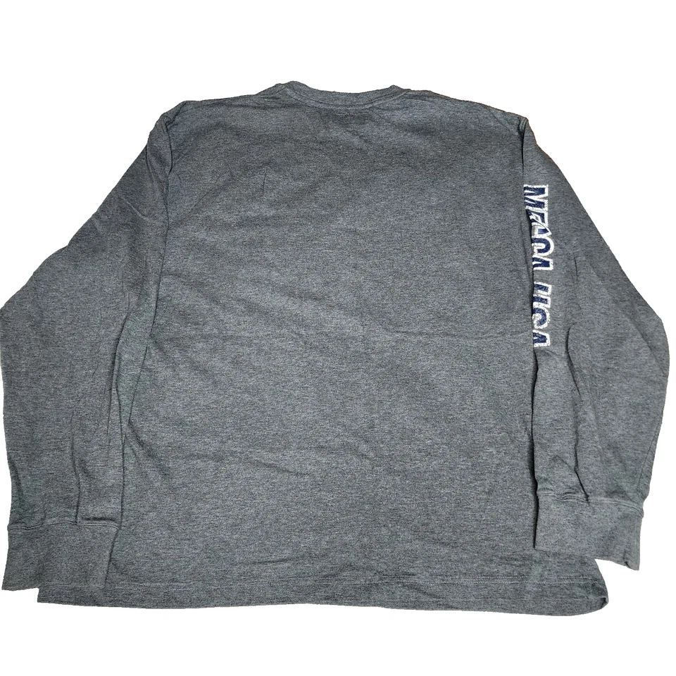 Vintage 90s Y2K Mecca Mens Tee XL Gray Blue Long Sleeve Hip Hop Logo Spellout - Image 2 of 4