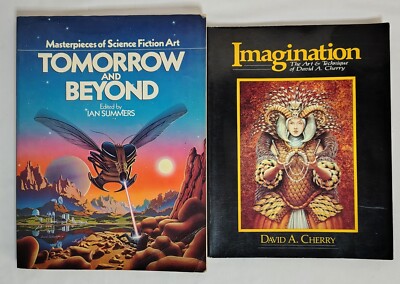 Science Fiction Vintage Art Books x2 TOMORROW AND BEYOND 1978 - IMAGINATION 1987