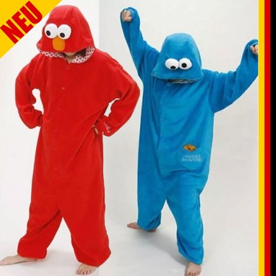 Erwachsene Sesamstraße Cookie Monster Blau&rot Elmo Kostüm Flannel Pyjama Outfit