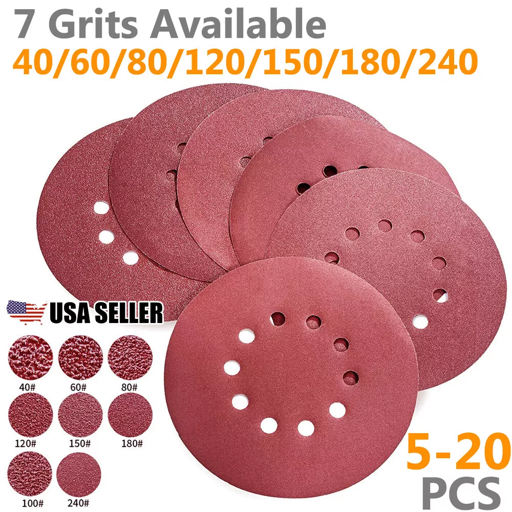 9 inch 10 Hole Sanding Disc Drywall Sander Paper Hook Loop 40 60 80 120 240 Grit