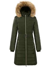 Wantdo Womens Long Padded Winter Coat With Hood Army Green Size Xl