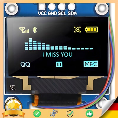 OLED-Display 0,96 Zoll Display SSD1306 I2C/IIC 128x64 Modul LCD Blau Retoo