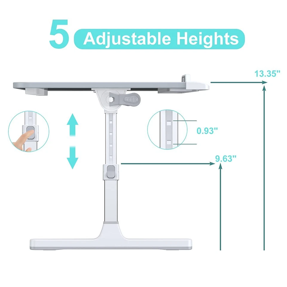 Foldable Laptop Bed Tray Desk Adjustable Laptop Bed Table with Heights and An... - Image 3 of 4
