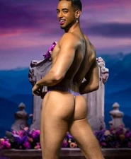 New Men's Sexy Andrew Christian Lavender Strip Thong w/Contoured Pouch -Gay