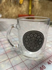 Oreo Cookie Design Clear Glass Mug Cup 2020 Frankford Candy Company Mondelez