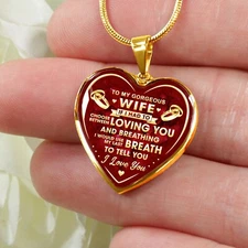 Romantic Gift for Wife, Wedding Heart Necklace - Husband and Wife Heartfelt Gift
