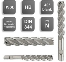 HSSE-Schaftfr&auml;ser 40&deg;, HB, Z=4, blank, extralang, &uuml;berlang DIN844 TypN 6 - 25 mm