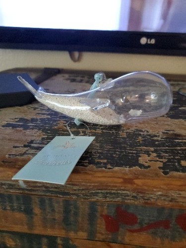 GLASS WHALE Ornament Filled With Sand Ans Shells ~ NEW - Picture 4 of 6