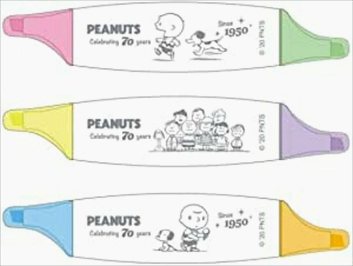 Peanuts Celebrating 70 Years SNOOPY Twin Highlighter Marker Set of 3 Retro