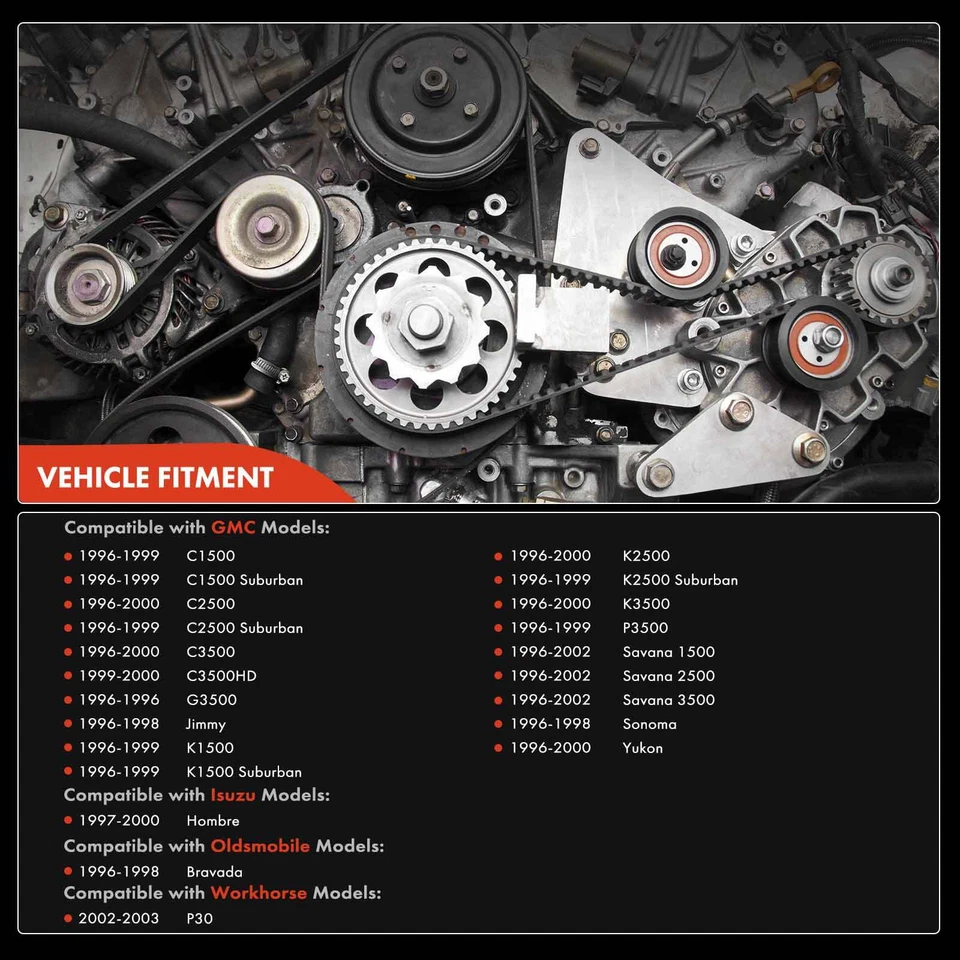 3x Serpentine Belt Drive Component Kit for GMC Savana 1500 Yukon K1500 Suburban - Image 2 of 4