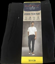Weatherproof Vintage Hybrid Tech Pant, Color Black, 32x29 Flex Waist Zip Pockets