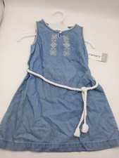 NWT Carter's Toddler Girls Blue Dress w/Rope Belt Denim Look Size 2T