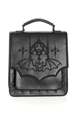 Banned - Gothic Fledermaus - bestickter Rucksack mit Wechselriemen