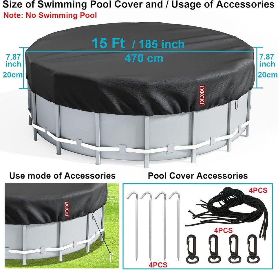 15 Ft Round Pool Cover, Solar Covers for Above Ground Pools, Summer