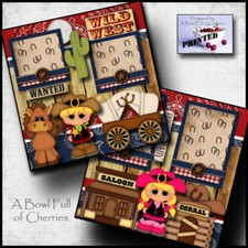 WILD WEST  boy girl 2 premade scrapbook pages printed paper piecing BY CHERRY