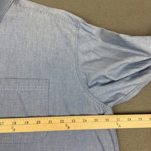 LL Bean Shirt Mens Extra Large Tall Blue Chambray Cotton Button Down Workwear - Bild 6 von 10