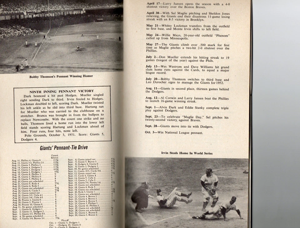 1952 NEW YORK GIANTS PRESS, RADIO, TV MEDIA GUIDE Very Rare WILLIE MAYS - Image 3 of 3