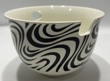 Ceramic Ramen Udong Noodle Bowl  5.50" Black And White Geometric Pattern