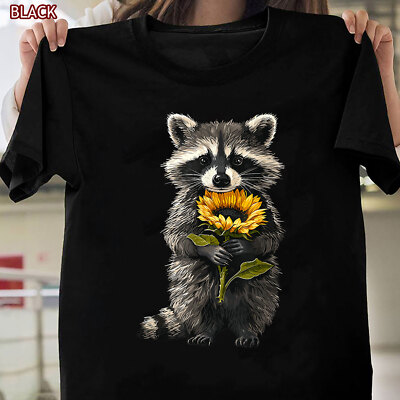 Raccoon Holding Sunflower Shirt Cute Mother's Day Gift Idea for Women and Moms