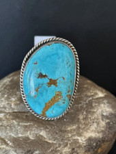 Blue Kingman Turquoise Sterling Silver Ring Size 9 00126