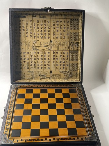 Caja roja pintada a mano dragón dorado y fénix juegos chinos vintage - Imagen 14 de 23