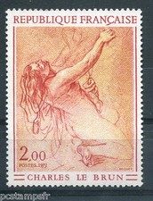 TABLEAU FRANCE 1973, timbre 1742, CHARLES LE BRUN, ETUDE DE FEMME, neuf**