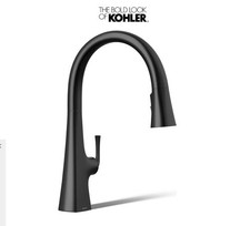 Kohler K-22068-BL Graze Touchless Pull-Down Kitchen Sink Faucet, Matte Black