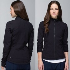 Lululemon Black Forme High Neck Zip Up Jacket w/ Thumb Holes Size 6