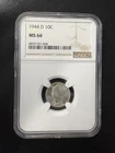 1944-D 10C Mercury Silver Dime NGC MS66
