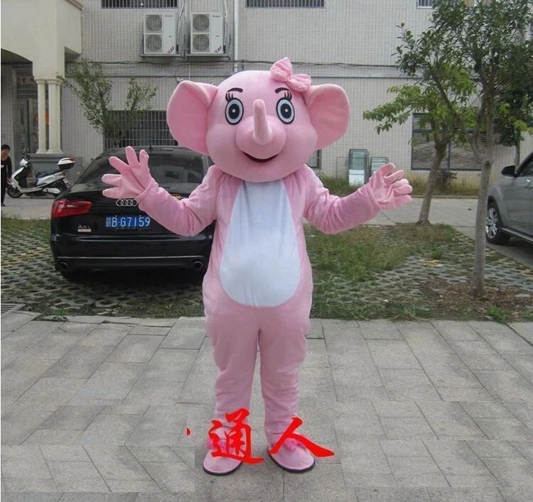 Disfraz de Mascota Rosa Dibujos Animados Elefante Fiesta Vestido Elegante Regalo para Adultos Foto 2 de 4