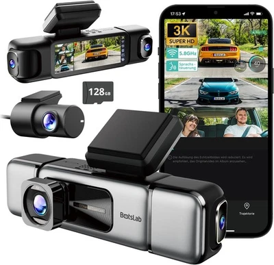 BOTSLAB G980H MULTI-CHANNEL 3K 4 Channel Dash Cam, 3K/4K Front and 1080p*3