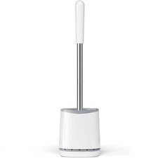 Toilet Brush and Holder Set Bristles Bowl Head with Ventilated Wall Mounted