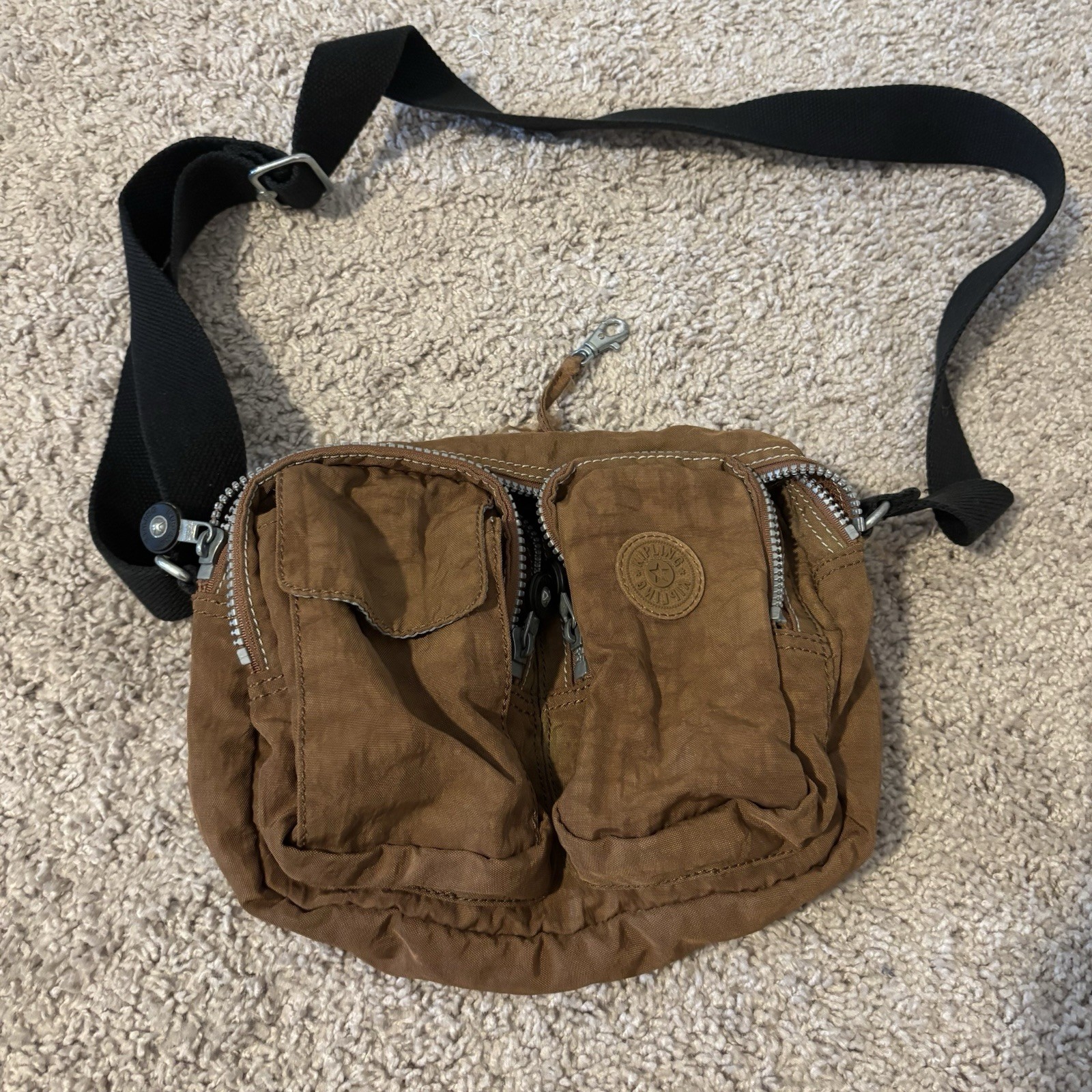 Kipling Cross Body Bag Unisex Tan Adjustable Strap