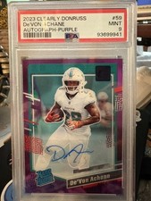 2023 Panini Clearly Donruss - De'Von Achane #59 Purple Autographs /175 (AU, RC)