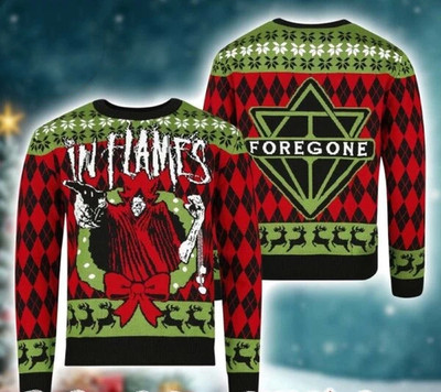 In Flames Foregone Xmas 2025 Red And Green Holiday Ugly Christmas