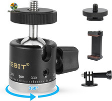 Mini Ball Head, Panoramic Tripod Head with 1/4" Camera Hot Shoe Mount DSLR Camer