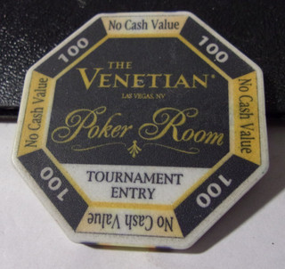 THE VENETIAN POKER ROOM CASINO 100 NCV TOURNAMENT gaming poker chip Las Vegas