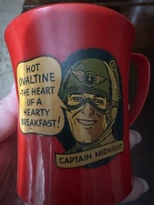 Vintage 1950’s Captain Midnight Ovaltine Plastic Red Cup